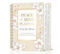Peace of Mind Planner, planificateur de fin de vie dans classeur 20,1 x | Organiseur de planification immobilier à spirale avec grand imprimé pour personnes âgées, coins dorés et 16 onglets pour les