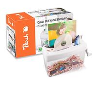 Peach Destructeur de documents et mini aspirateur de table PA105-1 feuille - 4 l - P-4 - CD et cartes de crédit - coupe croisée manuelle - Courant indépendant - DSGVO 2018 - PS300-21A