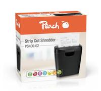 Peach Destructeur de documents PS400-02 – coupe en bandes 7 mm, 6 feuilles, 8 L, 22 cm, Noir/Argent