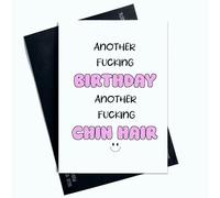 Peachy Antics Carte d'anniversaire fantaisie « Another Birthday Another Chin Hair » pour elle, blague amusante, rire, pour maman, pour grand-mère AP55