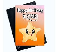 Peachy Antics - Carte d'anniversaire « Happy Birthday To My Sistar For Sister On Her » pour son membre de la famille Rose Orange SP177