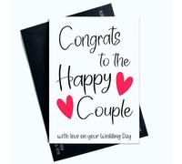 Peachy Antics Cartes de mariage Design mignon Congrats To The Happy Couple With Love On Your Wedding Day Design simple pour lui pour elle Cartes de mariage pour les nouveaux mariés AP162