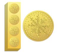 Peacoblue 100 Autocollants Dorés Embossés Flocon de Neige 5cm | Sceaux Décoratifs Relief, Pour Certificats, Récompenses Étudiants, Enveloppes, Papier Cadeau et Créations Artisanales