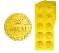 Peacoblue 150 Autocollants Dorés Relief, Grand Et Couronne | Stickers Décoratifs 3,5cm pour Invitations, Enveloppes, Cadeaux, Certificats et Projets Créatifs, Papeterie et Loisirs