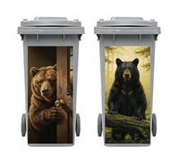 Peacoblue 2 Stickers Poubelle Ours Espionnant dans la Forêt Extérieure | 38x82 cm, Autocollants Décoratifs Jardin, Grand Format, Résistants aux Intempéries, Pour Poubelles Extérieures et Conteneurs