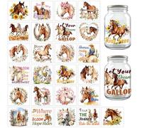Peacoblue 25 Stickers Décoratifs, Chevaux avec Fleurs et Texte | Autocollants Silhouette pour Verre, Bocaux Mason, Fenêtres, Murs, Lanternes et Projets DIY Créatifs, Cadeau