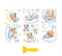 Peacoblue 3 Feuilles Autocollants de Ourson Bonne Nuit de Stickers Transfert Meuble, 15 x 30 cm, Decalcomanie, Imperméables, Laptop, Réfrigérateur, Mur, Fenêtre, Bois, Furniture