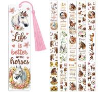 Peacoblue 30 Stickers Marque-Page UV DTF, Chevaux, Décoratif