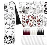Peacoblue Kit Marque-Page UV DTF Squelette Fleurs, 90pcs | Autocollants Personnalisables pour Création de Signets, Loisirs Créatifs, Lecture et Cadeaux