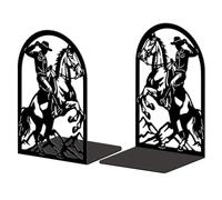 Peacoblue Serre Livre Original Metal Noir, Serre-Livres Cowboy À Cheval Design Moderne Serré Livre Decoratif Bureau pour Bureau, Cuisine, Étagère et Bibliothèque, 1 Paire