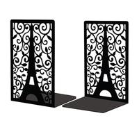 Peacoblue Serre Livre Original Metal Noir, Serre-Livres Tour Eiffel de Paris Design Moderne Serré Livre Decoratif Bureau pour Bureau, Cuisine, Étagère et Bibliothèque, 1 Paire
