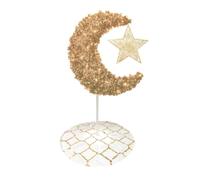 Peacock Supplies Ensemble arbre de lune pour l'Aïd - Or avec étoile et jupe | Croissant de lune doré de 1,5 m, 12 m/120 LED électrique et jupe d'arbre | Robuste et facile à assembler | Utilisation en