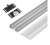 Peakjune Rail Porte Coulissante,Kit Porte Coulissante,Quincaillerie De Porte Coulissante Kit,Rail pour Porte Coulissante Placard,Rail Porte Coulissante Double,Alliage D'Aluminium