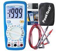 PeakTech 1035 - Multimètre Numérique RMS CAT III avec Voyant Lumineux, Testeur de Batterie, Voltmètre, Multimètre Portatif, Ampèremètre Électronique, Testeur de Continuité - Max. 600 V