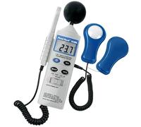 PeakTech 5035 - Appareil de Mesures Environnementales Multifonction 4 en 1, Son, Température, Humidité et Luminosité, Écran LCD, Capteur Type K, Fonctionnement sur Piles - 250g