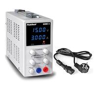 PeakTech 6080 A - Alimentation de laboratoire 0 - 15V / 0 - 3A DC - Alimentation professionnelle haute résolution à régulation linéaire avec affichage LED bleu et protection contre les surtensions