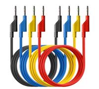 PeakTech 7049-Lot de 4 câbles de mesure 100 cm pour multimètre, laboratoire, avec fiches banane de 4 mm, empilables, 4 couleurs