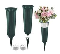 PEAKTOP 2 PCS Vert Vase Cimetiere, Amovible Vase Funeraire Pour Cimetière | Amovible Vases Funéraires En Plastique, Décoration De Tombe Vase De Cimetière Avec Pointe En Terre