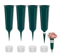 PEAKTOP 4 PCS Vert Vase Cimetiere, Amovible Vases Funéraires En Plastique | Vases Funeraire Pour Cimetière, Vase De Cimetière Avec Pointe En Terre Décoration De Tombe
