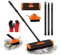 Pealeaf Ensemble Désherbeur Brosse Métallique Raclette Balai Deux Têtes 4-en-1 Manche Télescopique Extensible Outil Manuel Entretien Dallage Terrasse Bordure Jardin Nettoyant INOX (1PC-Yellow)