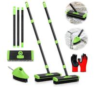 Pealeaf Ensemble Désherbeur Brosse Métallique Raclette Balai Deux Têtes 4-en-1 Manche Télescopique Extensible Outil Manuel Entretien Dallage Terrasse Bordure Jardin Nettoyant INOX (2PCS-Green)