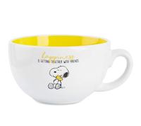 Peanuts Snoopy Tasse à Café en Céramique, Tasse Cappuccino ou Mug à Thé, Cadeau Femme, Ado, Maman, Épouse - Idéal Travail et Maison (Blanc/Jaune Cappuccino, 340ml)