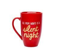 Pearhead All Mom Wants A Silent Night Mug, Novelty Christmas Cup, Mom, Holiday Drinkware Decor, 5,5 inch B x 5,7 inch H x 3,8 inch D