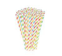 Pearl 100 pailles en papier rayé 4 couleurs