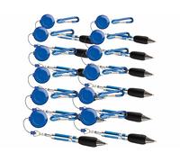 Pearl 12 stylos zip avec câble enrouleur et mousqueton