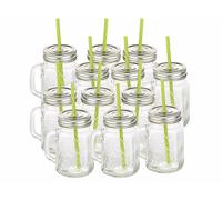 Pearl 12 verres rétro avec anse, paille et couvercle