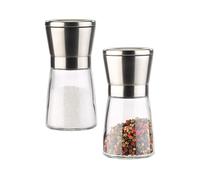 Pearl 2 moulins manuels en verre et inox avec broyeur en céramique - 13 cm