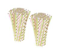 Pearl 200 pailles en papier à 4 couleurs et motifs