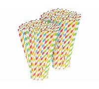 Pearl 200 pailles en papier rayé 4 couleurs