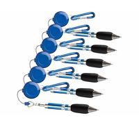 Pearl 6 stylos zip avec câble enrouleur et mousqueton