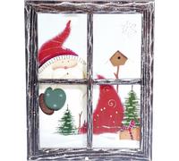 Pearl Cadre décoratif en bois trompe-l’œil ''Fenêtre'' - Père Noël