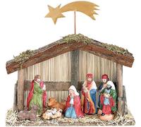 Pearl Crèche de Noël (10 pièces) avec figurines en porcelaine peintes à la main