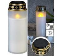 Pearl : Grande lanterne funéraire solaire avec LED effet flamme - coloris blanc Blanc G