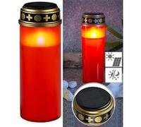 Pearl : Grande lanterne funéraire solaire avec LED effet flamme - coloris rouge Rouge G
