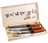 Pearl-Lot de 3 couteaux avec manche en bois véritable Fabriqué à la main