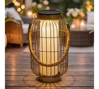 pearlstar Grande Lanterne Solaire LED (Cuivre) Imperméable Lampe de Table Décorative pour Extérieur Patio Cour, Jardin, Porche