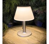 pearlstar Lampe de table solaire LED blanche - Veilleuse décorative d'extérieur avec chaîne de traction pour terrasse, jardin, chambre à coucher, salon (blanc - 3 modes d'éclairage)