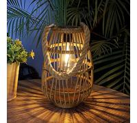 Pearlstar Lampe solaire en rotin, à suspendre pour l'extérieur, décoration de jardin, étanche pour l'extérieur, véranda, pelouse, cour, lampe solaire allumée/arrêt de voiture, 27 cm de haut (style1)