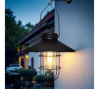 pearlstar Lanternes solaires à suspendre à l'extérieur avec ampoules Edison LED de 21,6 cm, appliques murales étanches pour clôture, porche