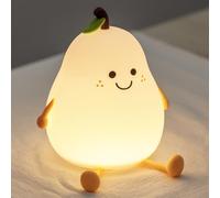 Pears Veilleuse bébé en silicone souple en forme de poire pour enfants, lampe veilleuse poire, 7 couleurs, 3 veilleuses LED à intensité variable pour décoration de chambre de bébé, veilleuse