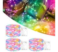Peasur Guirlande LED à Pile Minuterie Lot de 3, 3m 30 LED Guirlande Lumineuse Pile, 2 Modes/Étanche Guirlandes Lumineuses pour Noël Halloween Chambre Interieur Mariage Plate Décoration, Multi-Colore