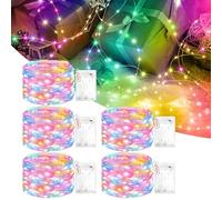 Peasur Guirlande LED à Pile Minuterie Lot de 5, 3m 30 LED Petite Guirlande Lumineuse Piles, 2 Modes/Étanche Guirlandes Lumineuses pour Noël Chambre Interieur Mariage Plate Décoration, Multi-Colore