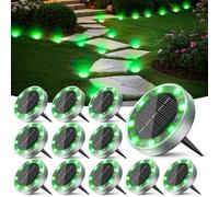 Peasur Lampe Solaire Au Sol Lot de 12, Lumiere Solaire Exterieur Jardin 8 LED, Étanche Spot Solaire Extérieur, Eclairage Solaires pour Terrasse Allée Chemins Pelouse Cour Piscine, Vert