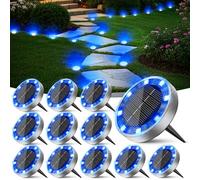 Peasur Lampe Solaire Au Sol Lot de 12, Lumiere Solaire Exterieur Jardin 8 LED, Étanche Spot Solaire Extérieur, Eclairage Solaires pour Terrasse Allée Chemins Pelouse Cour Piscine, Bleu