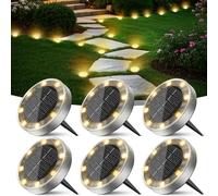 Peasur Lampe Solaire Exterieur Au Sol Lot de 6, Lumiere Solaire Jardin 8 LED, Étanche Spot Solaire Extérieur pour Outdoor Allée Chemins Pelouse Terrasse Cour [Blanc Chaud]