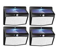 Peasur Lampe Solaire Exterieur Detecteur de Mouvement Lot de 4, LED Lumiere Extérieur avec Détecteur, 3 Modes/etanche Spot Solaire, Eclairage Extérieure pour Jardin Murale Garage, Blanc Froid
